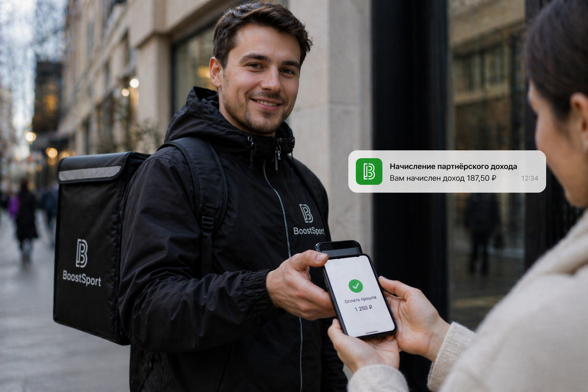 Доставщик получает оплату через смартфон